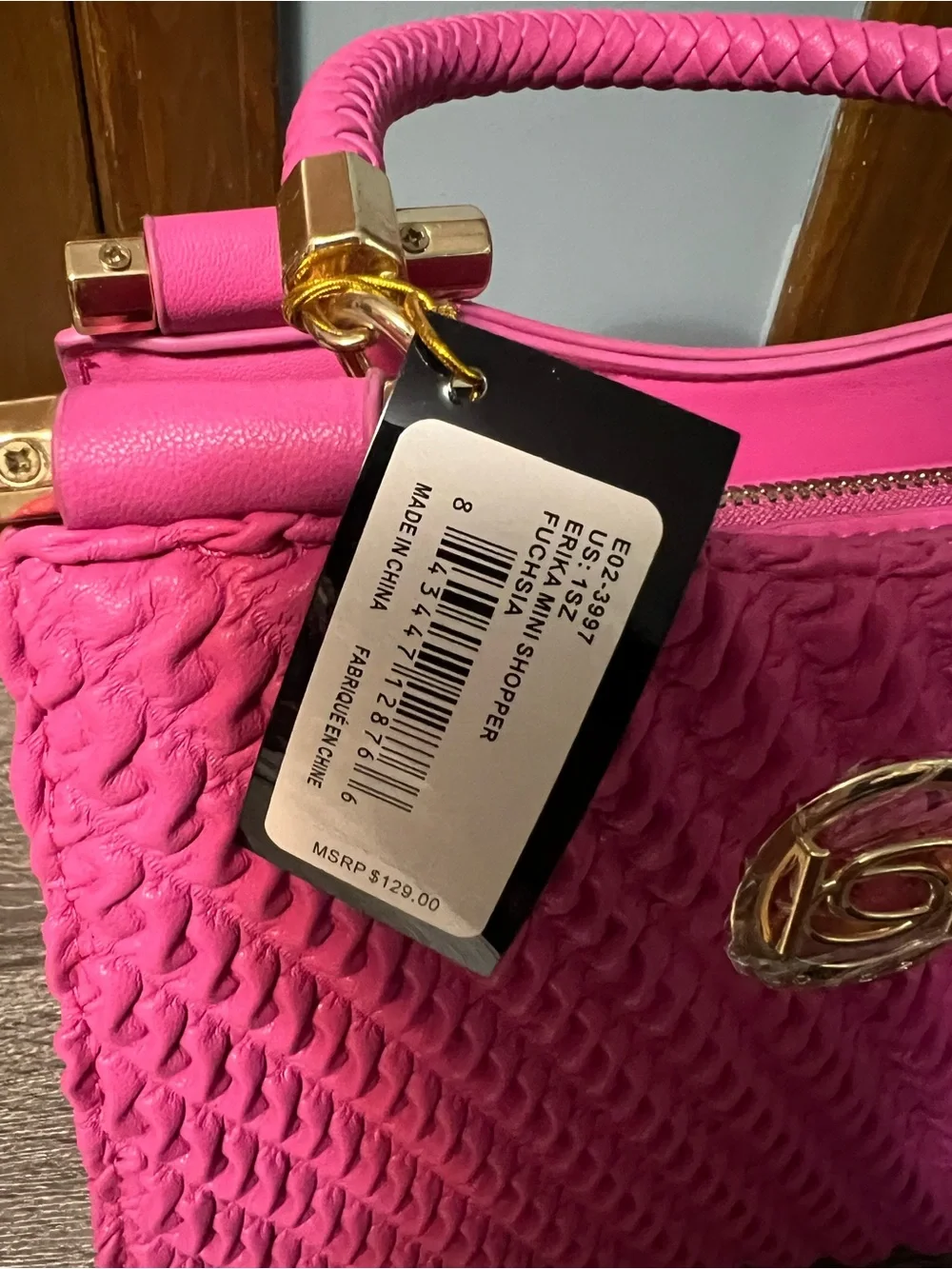 Bebe Pink Braided Top-Handle Tote and Shoulder Bag NWT